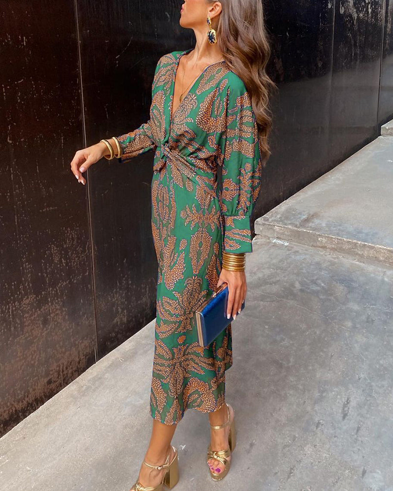 Ida™ – Vestido Midi Elegante de Mujer con Estampado de Encanto Atemporal