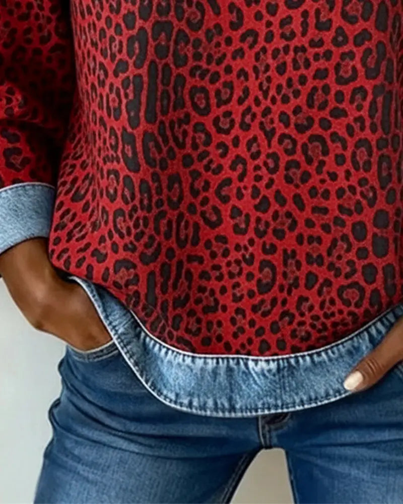 Leo - Camiseta de Mujer con Estampado de Leopardo
