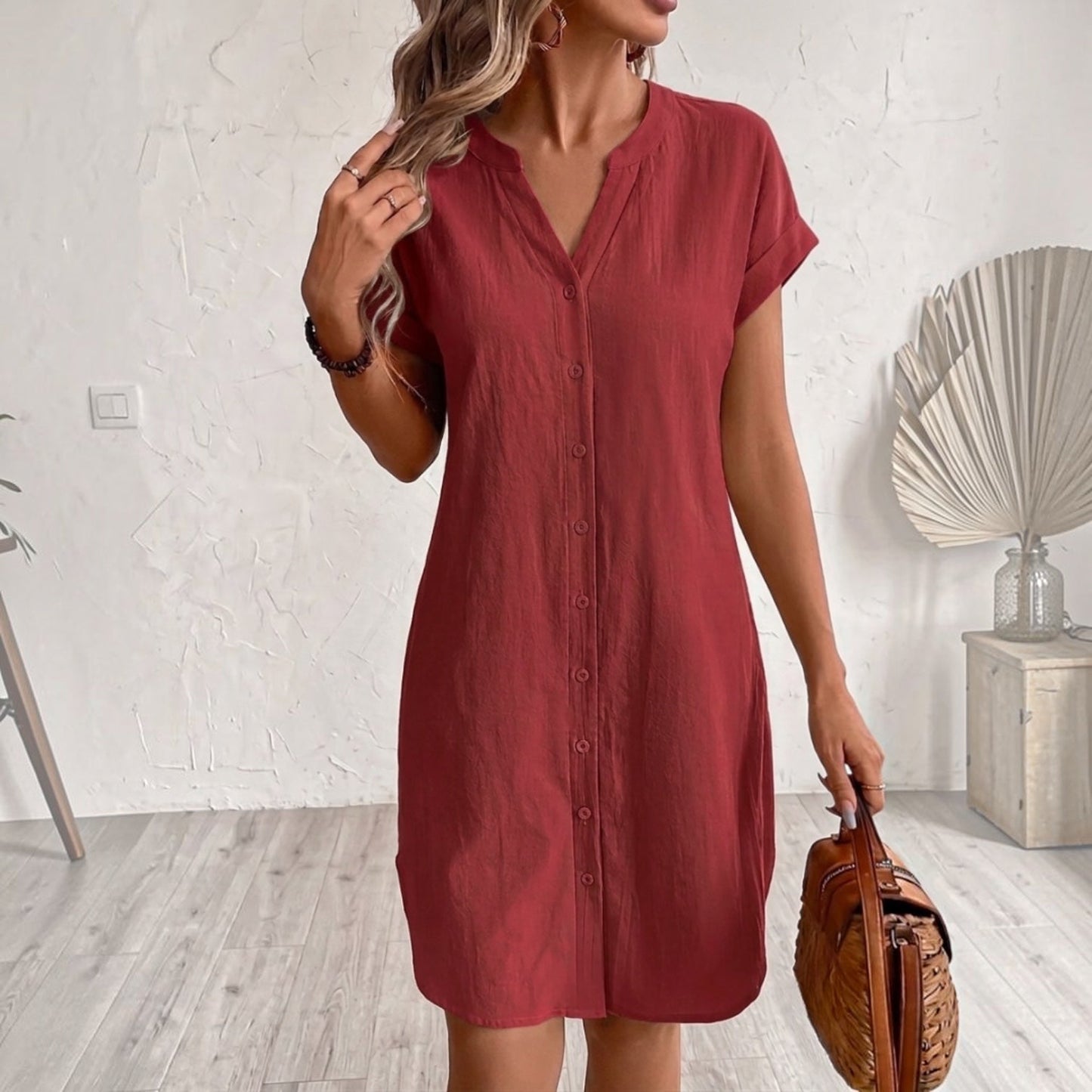 Tess | Vestido camisero de lino elegante y cómodo para Mujer