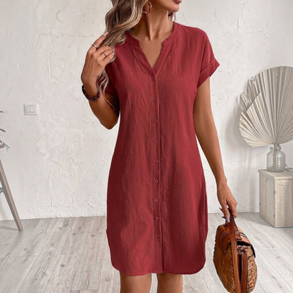 Tess | Vestido camisero de lino elegante y cómodo para Mujer