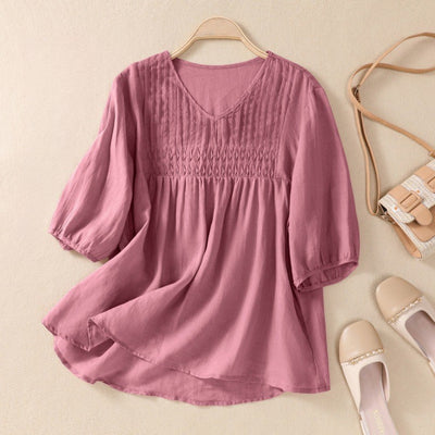 Laurienne™ | Blusa plisada con cuello en V