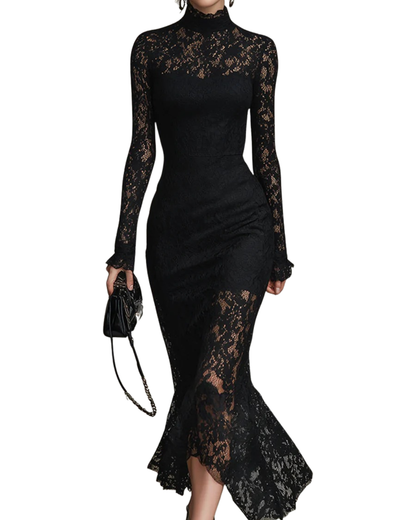 Veronika | Vestido Maxi de Encaje Negro
