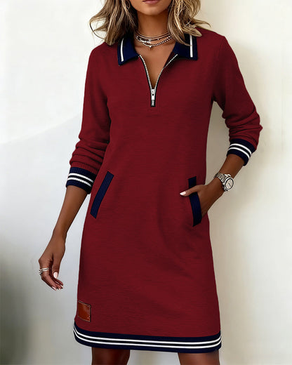 Dorellia - Vestido Casual de Manga Larga con Cierre de Cremallera para Mujer
