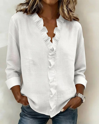 Indie · Blusa con volantes y cuello en V para Mujer