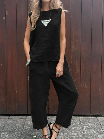Mayte™ Conjunto casual elegante de dos piezas con chaleco y pantalones sin mangas
