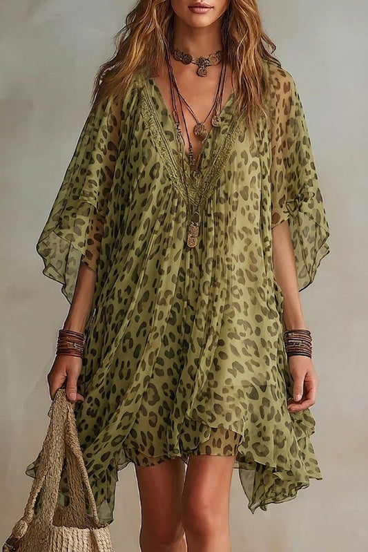 Bianca | Vestido de chiffon con estampado de leopardo para Mujer