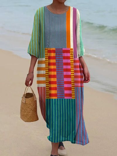 Arla - Vestido con estampado geométrico vintage para mujer
