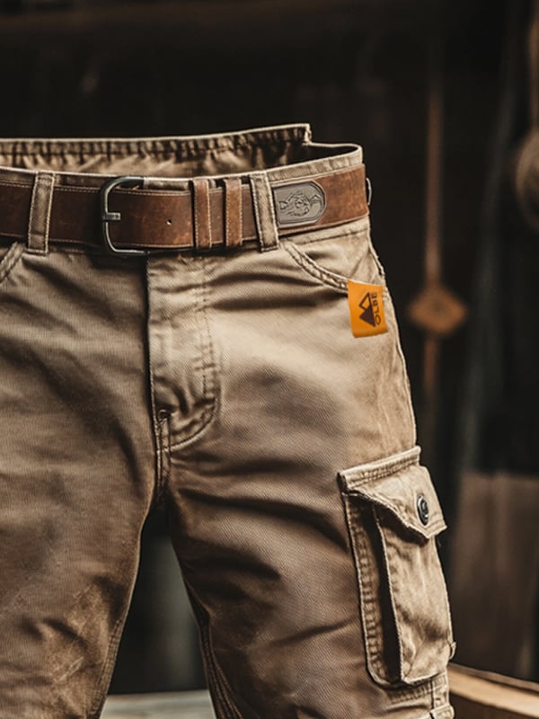 Moxley | Pantalones cortos cargo retro vintage con múltiples bolsillos para hombre