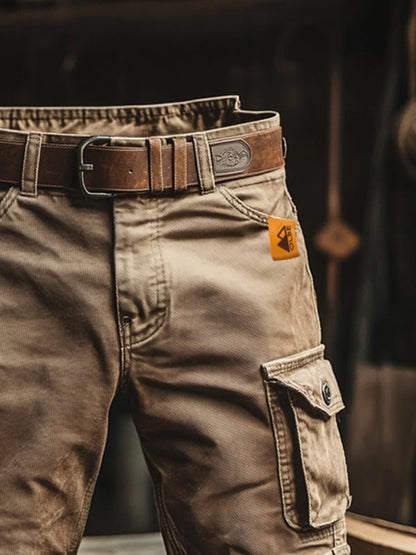 Moxley | Pantalones cortos cargo retro vintage con múltiples bolsillos para hombre