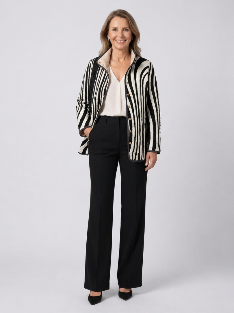 DELACROIX | Chaqueta Acolchada Gráfica de Rayas Zebradas Sylvie