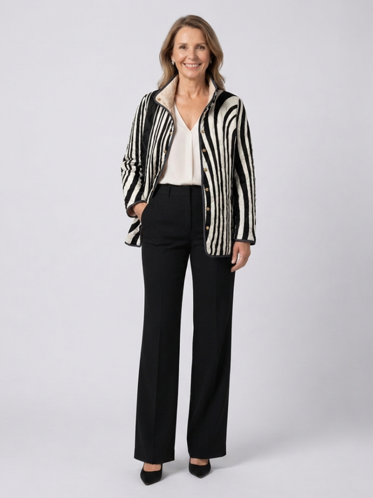 DELACROIX | Chaqueta Acolchada Gráfica de Rayas Zebradas Sylvie