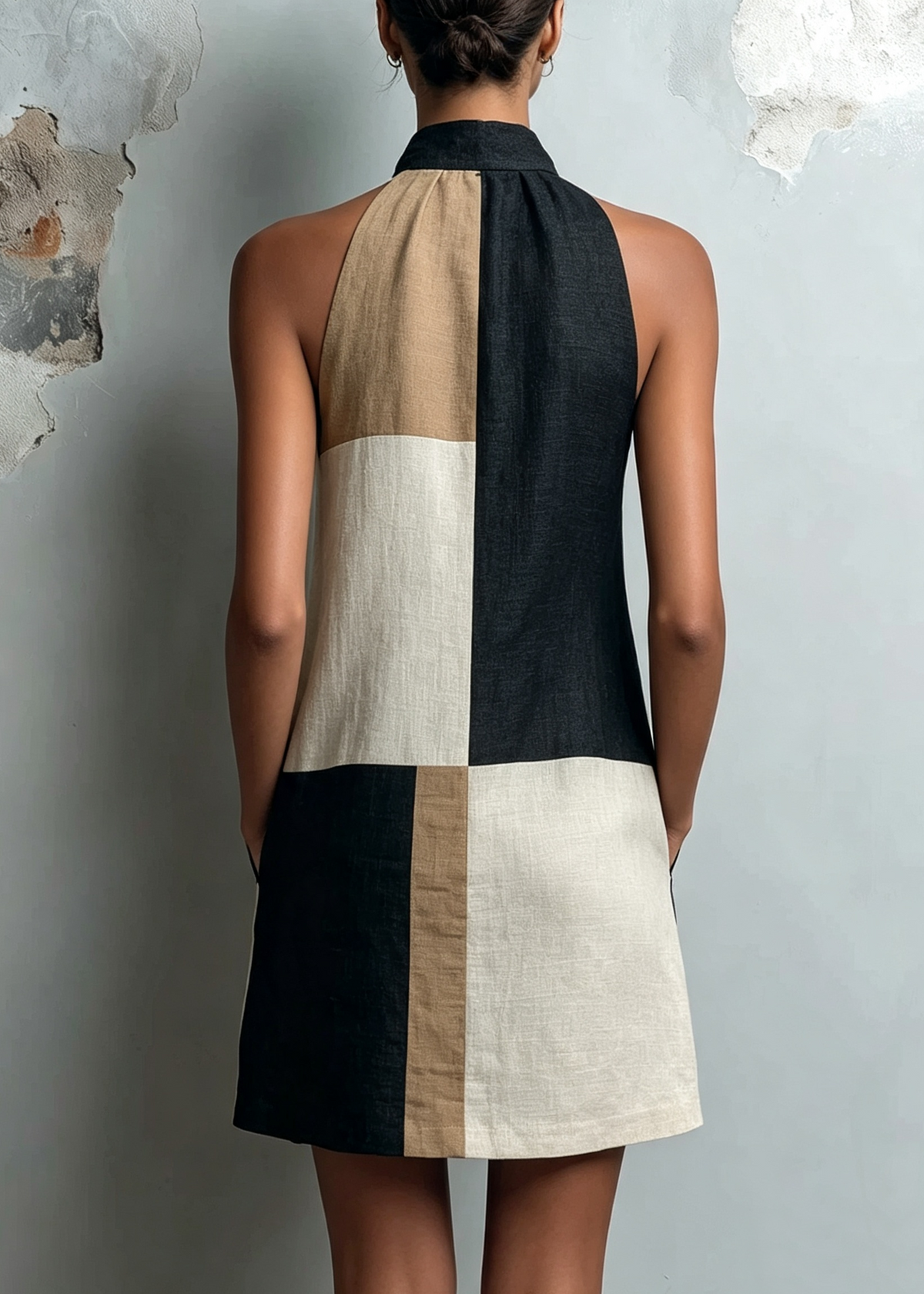 SABRINA | VESTIDO MINI CON ESCOTE HALTER EN COLORBLOCK PARA MUJER