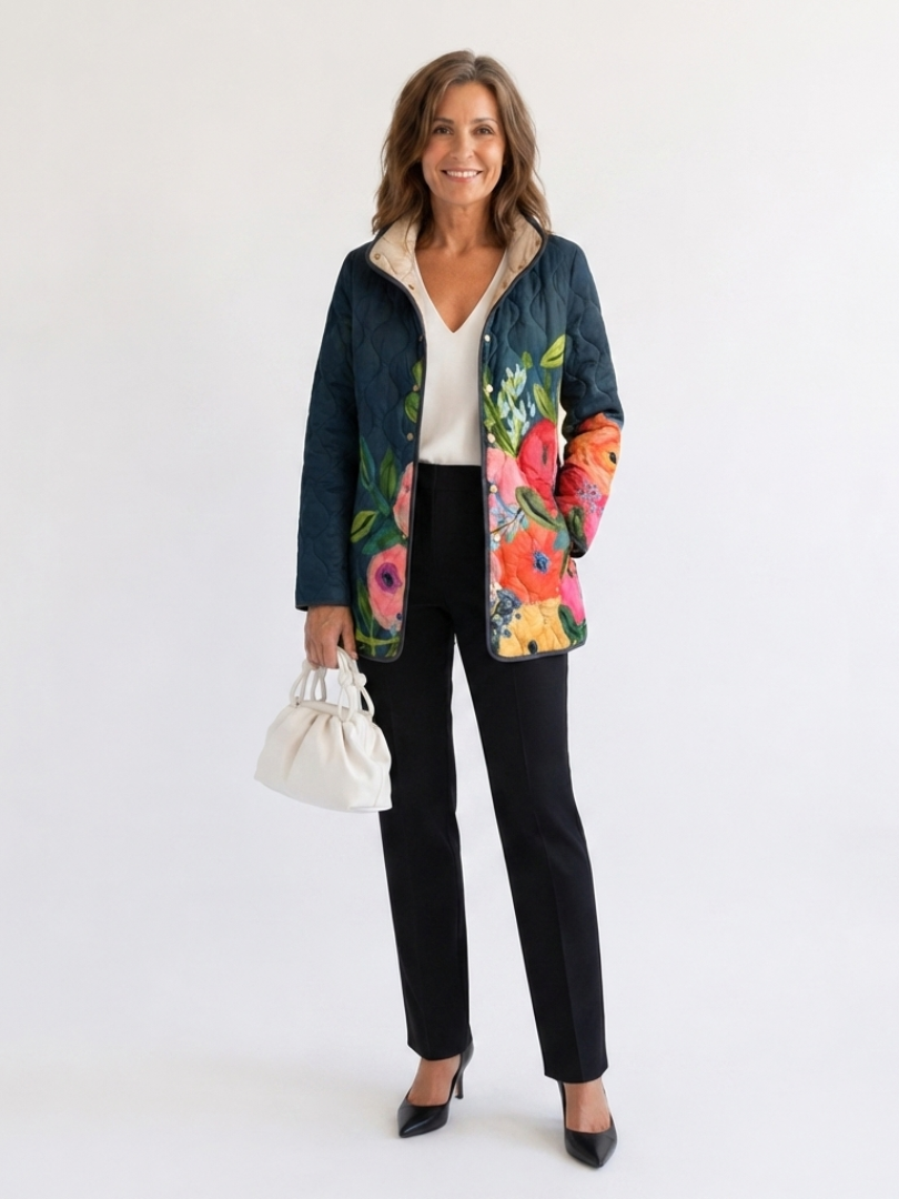 DELACROIX | Chaqueta Acolchada con Flores Pintadas Camille