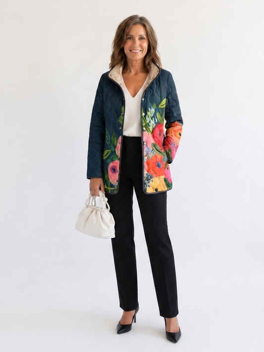 DELACROIX | Chaqueta Acolchada con Flores Pintadas Camille