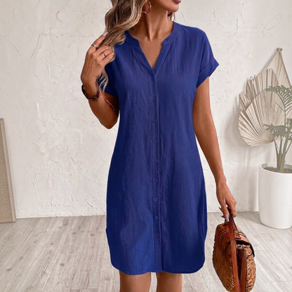 Tess | Vestido camisero de lino elegante y cómodo para Mujer