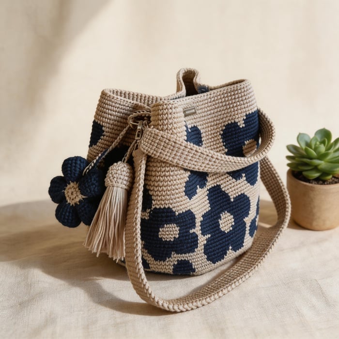 Jazmín - Saco Tote Floral de Croché Hecho a Mano para Mujer