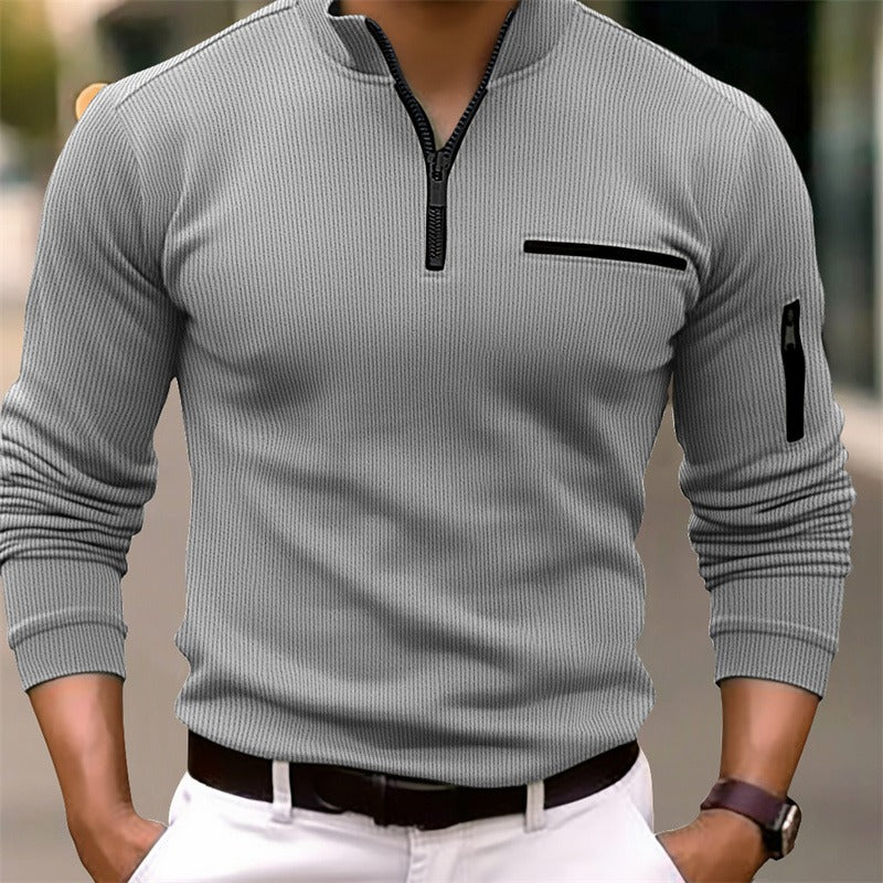 Herre -  Camiseta de manga larga para hombres con cremallera – Moderna, masculina y elegante