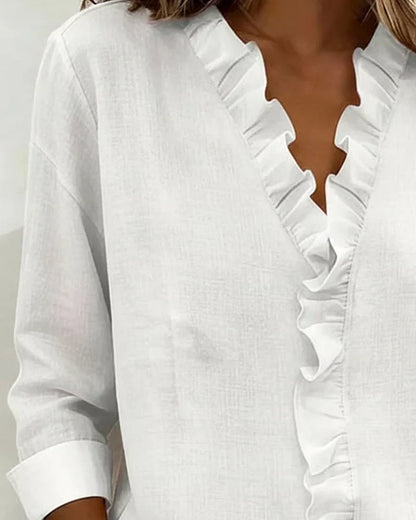 Indie · Blusa con volantes y cuello en V para Mujer