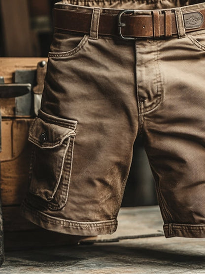 Moxley | Pantalones cortos cargo retro vintage con múltiples bolsillos para hombre