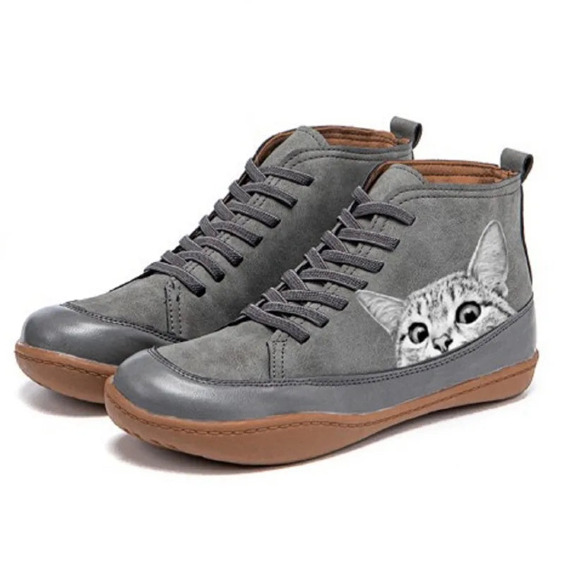 Fenna -  Botines de piel para amantes de los gatos