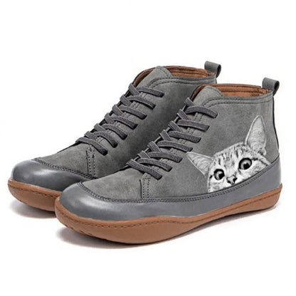 Fenna -  Botines de piel para amantes de los gatos