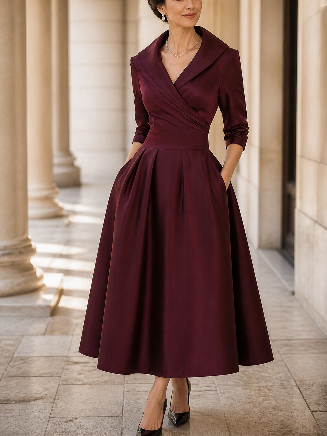 Élodie - Vestido de Mujer midi de satén