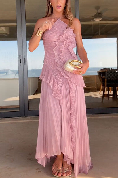 Rosé - Vestido Largo Plisado para Mujer