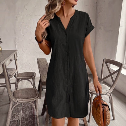 Tess | Vestido camisero de lino elegante y cómodo para Mujer