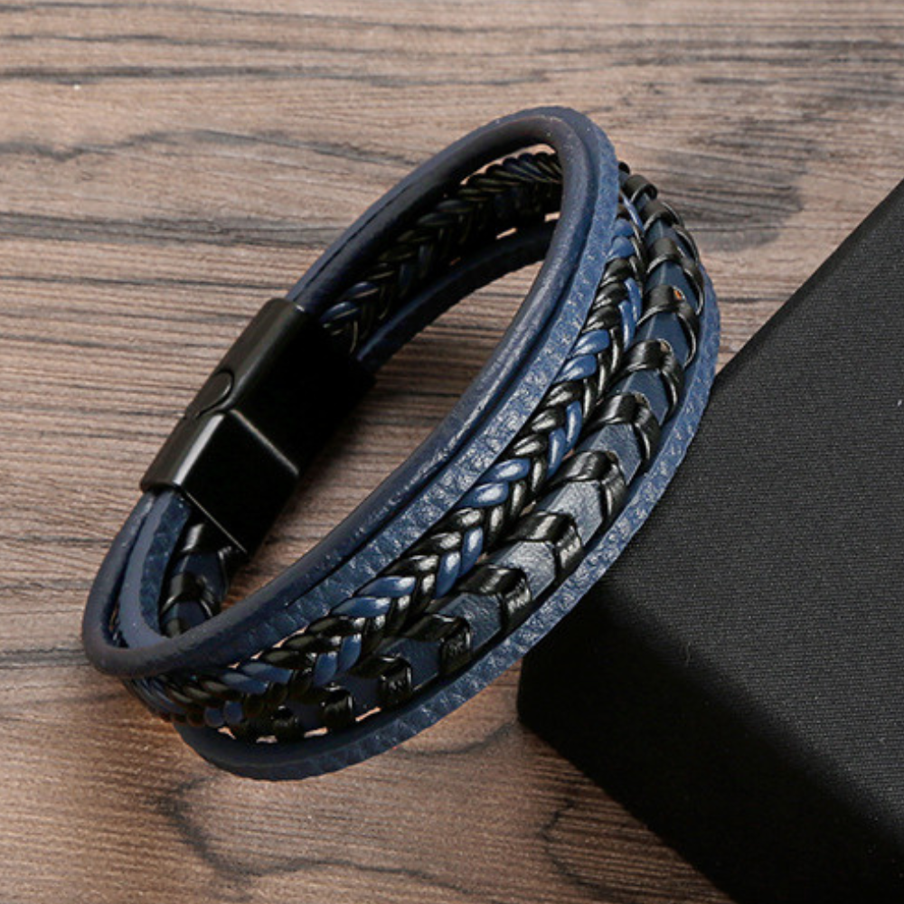 Cruz - Pulsera de cuero para hombres – robusta, elegante y atemporal