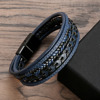 Cruz - Pulsera de cuero para hombres – robusta, elegante y atemporal