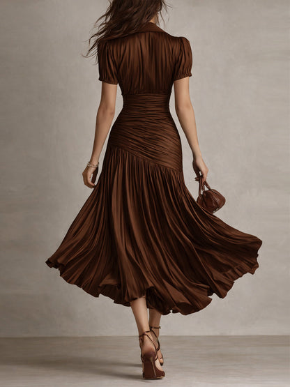 Adriana | Vestido midi satinado de rayas retro para Mujer