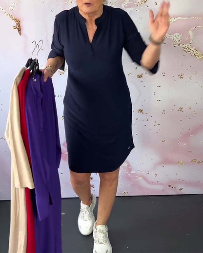 Hanneke™ | Vestido sencillo con escote en pico