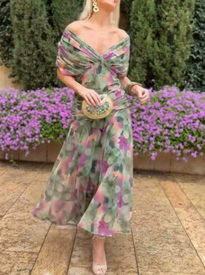 ALMA - VESTIDO LARGO CON CUELLO EN V