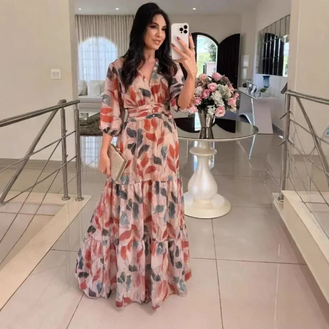 CLAUDIA | Vestido largo floral de corte cómodo para días elegantes