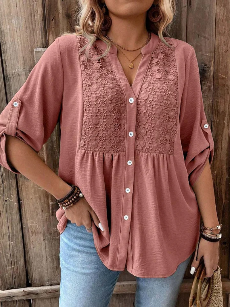 Noor – Blusa con escote en V y botones para Mujer