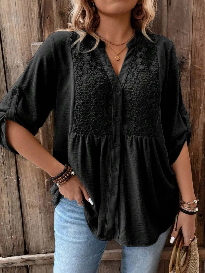 Noor – Blusa con escote en V y botones para Mujer