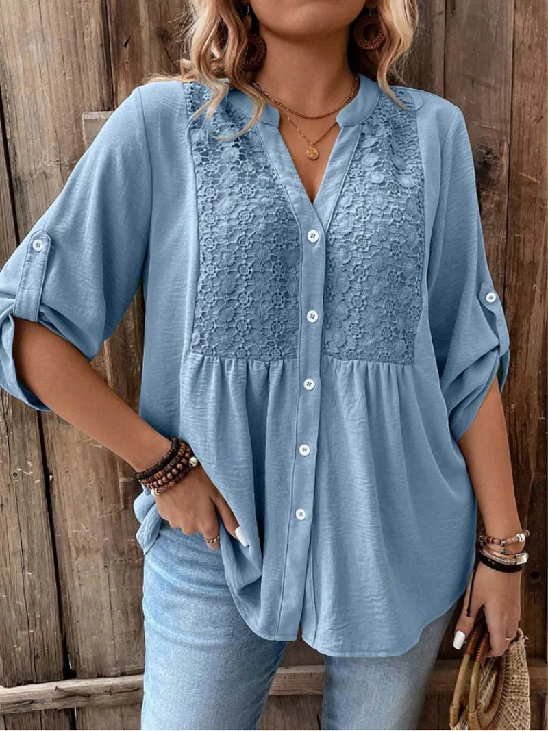 Noor – Blusa con escote en V y botones para Mujer