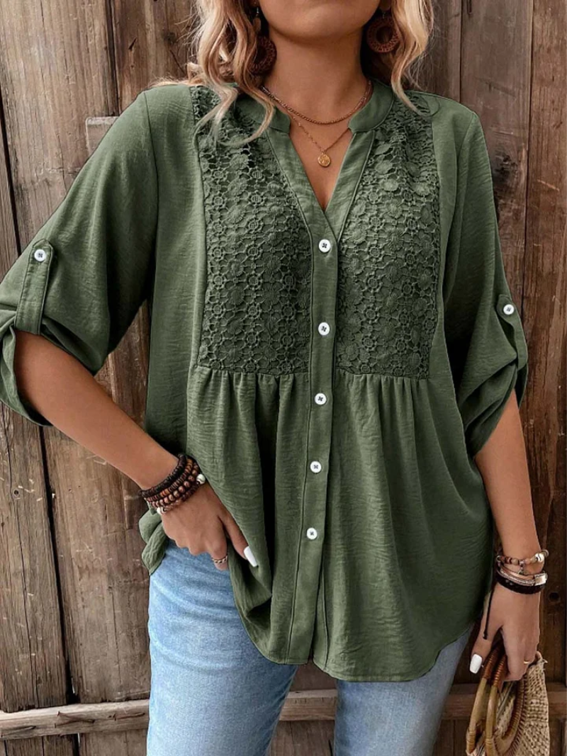 Noor – Blusa con escote en V y botones para Mujer