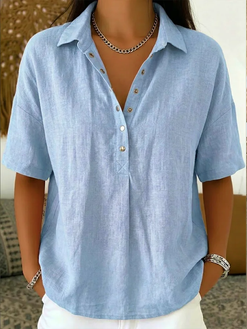 Velara | Blusa con cuello y detalles de botones para Mujer
