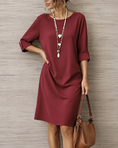 Sabine | Vestido Midi Fluido Efecto Barriga Plana para Mujer