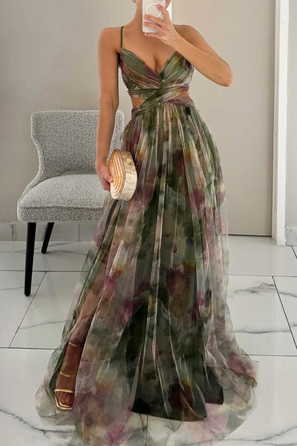 Giselle - Vestido largo de Mujer con estampado floral encantador
