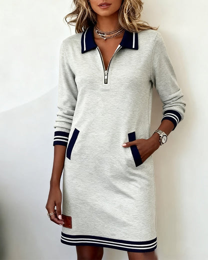 Dorellia - Vestido Casual de Manga Larga con Cierre de Cremallera para Mujer