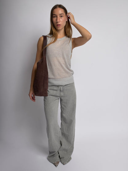 Bolso de mano de cuero de gamuza para uso diario