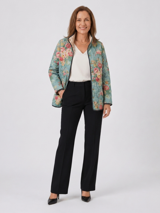 DELACROIX | Chaqueta Acolchada Rosas Celadón Mathilde