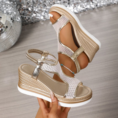 Elegantes sandalias sin cordones para mujer con tacón de cuña