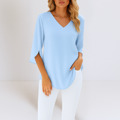Sophie™ | Elegante blusa con escote en pico y mangas abiertas