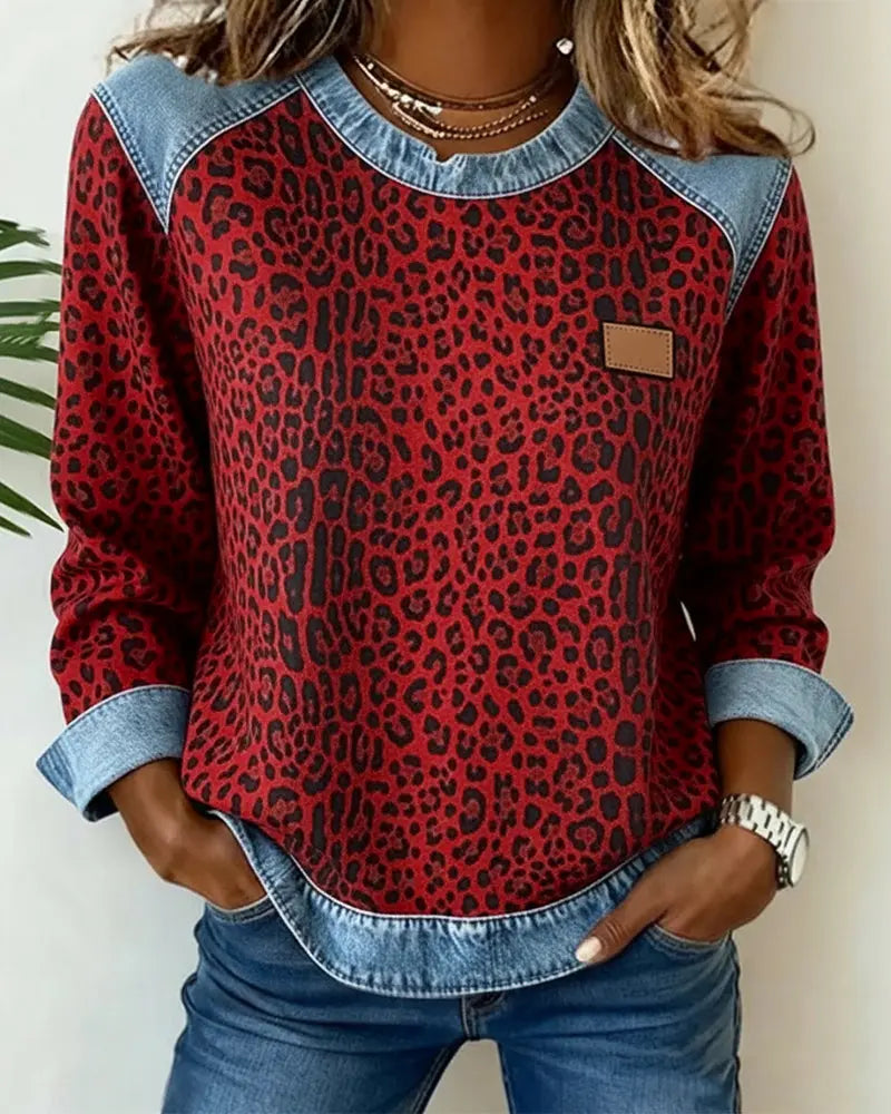 Leo - Camiseta de Mujer con Estampado de Leopardo