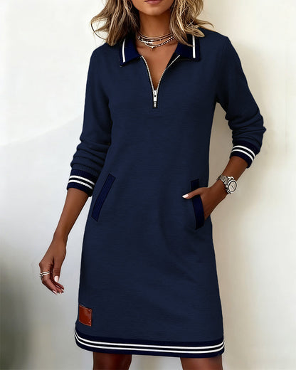 Dorellia - Vestido Casual de Manga Larga con Cierre de Cremallera para Mujer