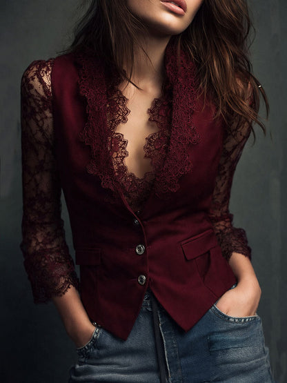 Claudia · Blazer de Mujer Negro con Encaje
