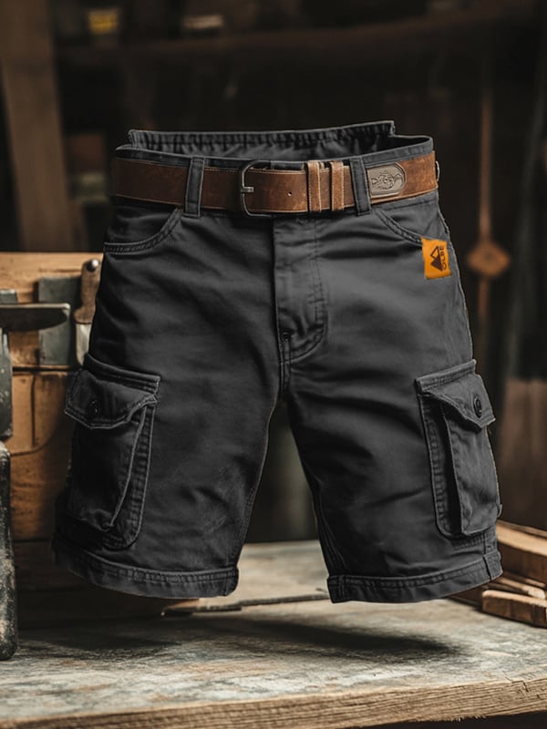 Moxley | Pantalones cortos cargo retro vintage con múltiples bolsillos para hombre
